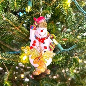 Wooden snowman ornament